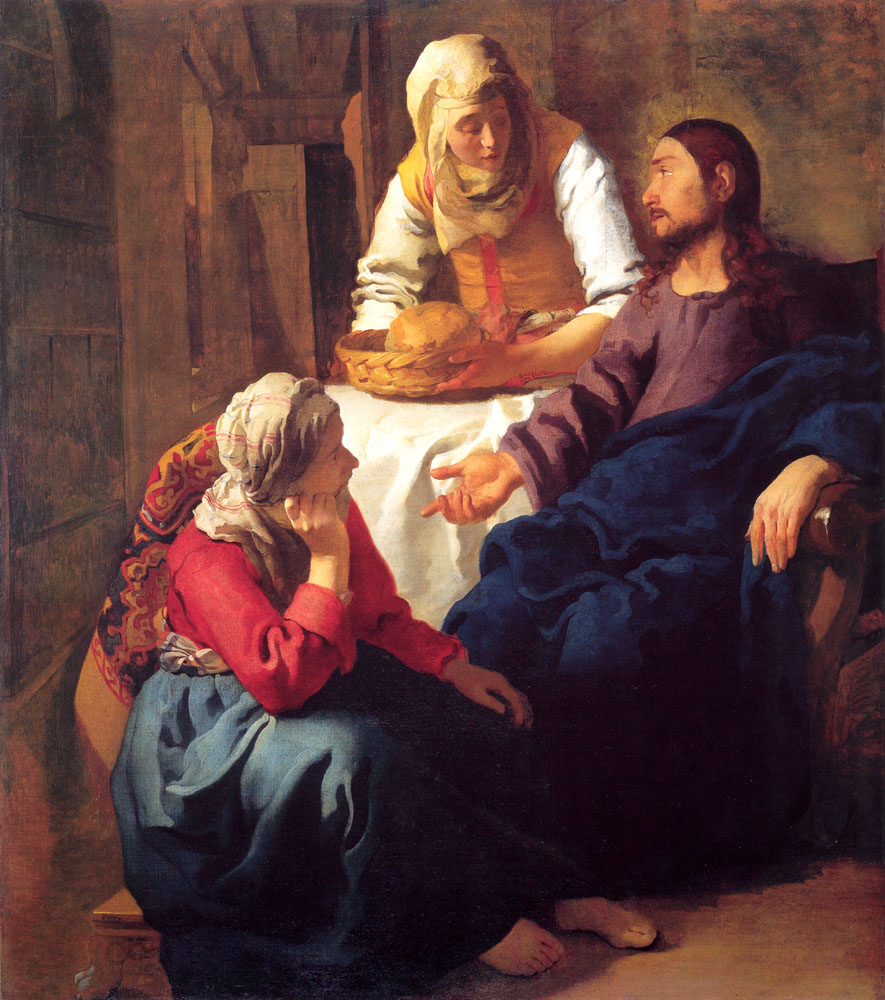 Christ dans la maison de Marie et Martha Baroque Johannes Vermeer Peintures à l'huile